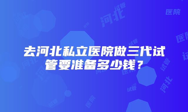 去河北私立医院做三代试管要准备多少钱？
