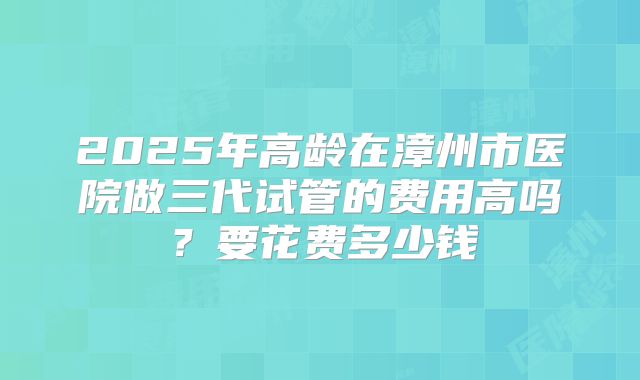 2025年高龄在漳州市医院做三代试管的费用高吗？要花费多少钱