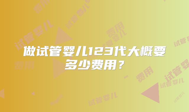 做试管婴儿123代大概要多少费用？