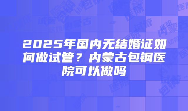2025年国内无结婚证如何做试管？内蒙古包钢医院可以做吗