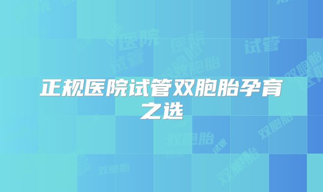 正规医院试管双胞胎孕育之选