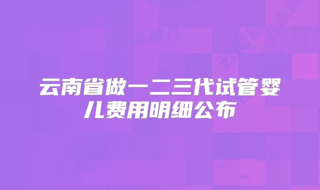 云南省做一二三代试管婴儿费用明细公布