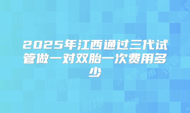 2025年江西通过三代试管做一对双胎一次费用多少
