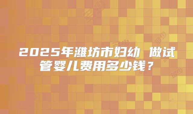 2025年潍坊市妇幼 做试管婴儿费用多少钱？