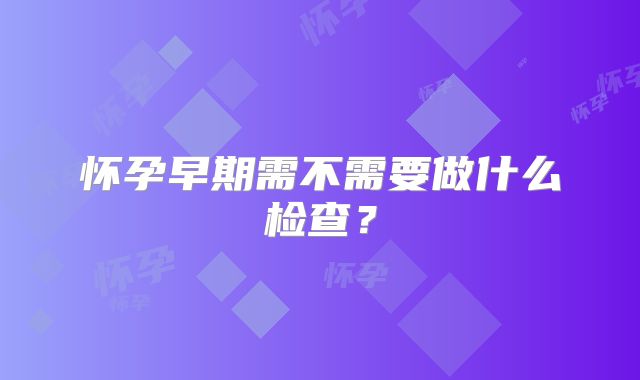 怀孕早期需不需要做什么检查？