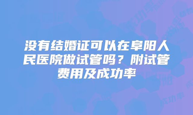 没有结婚证可以在阜阳人民医院做试管吗?附试管费用及成功率