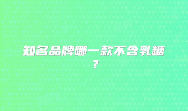 知名品牌哪一款不含乳糖？