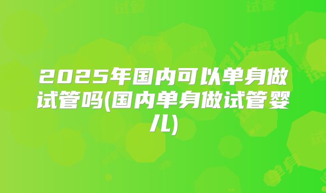 2025年国内可以单身做试管吗(国内单身做试管婴儿)