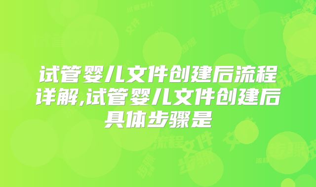 试管婴儿文件创建后流程详解,试管婴儿文件创建后具体步骤是