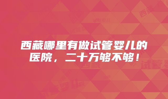 西藏哪里有做试管婴儿的医院,二十万够不够!