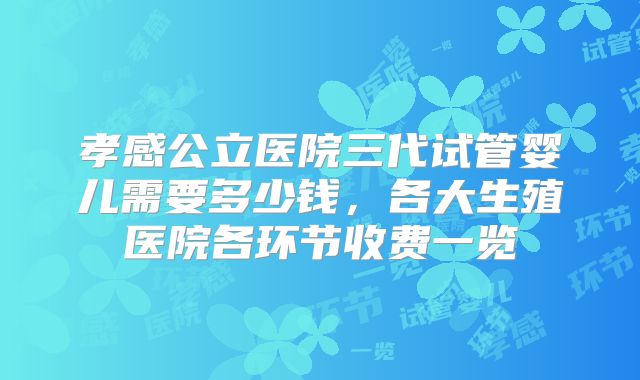 孝感公立医院三代试管婴儿需要多少钱，各大生殖医院各环节收费一览