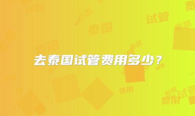 去泰国试管费用多少？