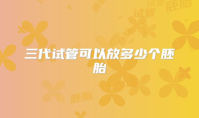 三代试管可以放多少个胚胎