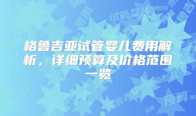 格鲁吉亚试管婴儿费用解析，详细预算及价格范围一览