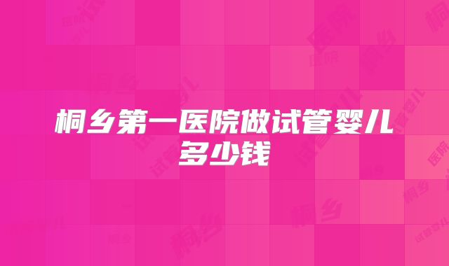 桐乡第一医院做试管婴儿多少钱