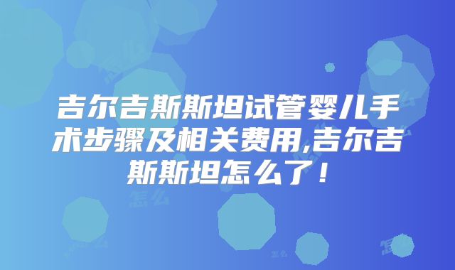 吉尔吉斯斯坦试管婴儿手术步骤及相关费用,吉尔吉斯斯坦怎么了!