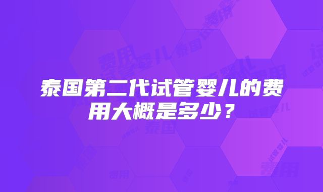 泰国第二代试管婴儿的费用大概是多少?