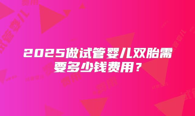 2025做试管婴儿双胎需要多少钱费用?