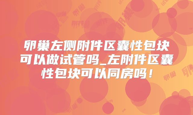 卵巢左侧附件区囊性包块可以做试管吗_左附件区囊性包块可以同房吗！