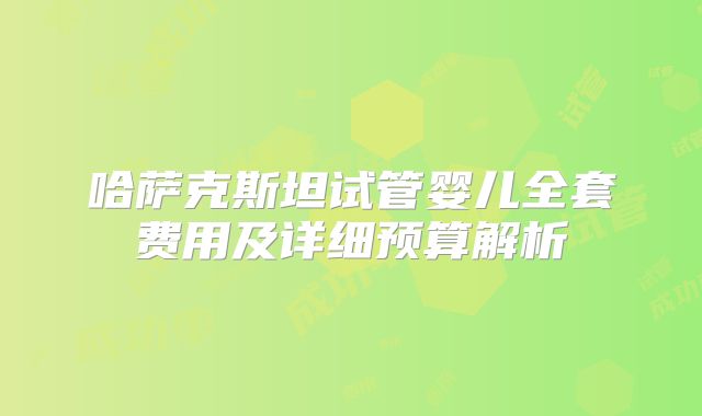 哈萨克斯坦试管婴儿全套费用及详细预算解析