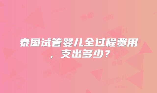 泰国试管婴儿全过程费用，支出多少？