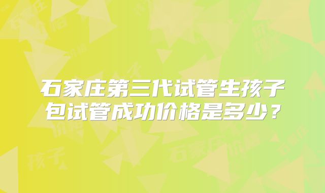 石家庄第三代试管生孩子包试管成功价格是多少？