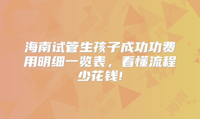 海南试管生孩子成功功费用明细一览表，看懂流程少花钱!