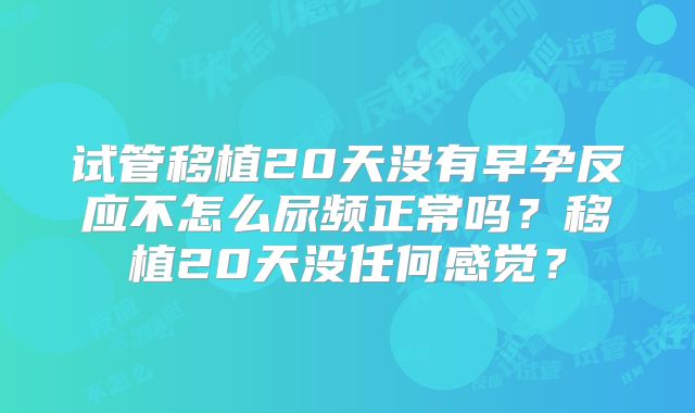 试管移植20天没有早孕反应不怎么尿频正常吗?移植20天没任何感觉?