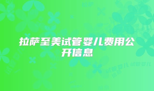 拉萨至美试管婴儿费用公开信息