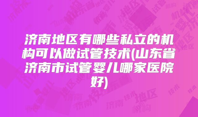 济南地区有哪些私立的机构可以做试管技术(山东省济南市试管婴儿哪家医院好)