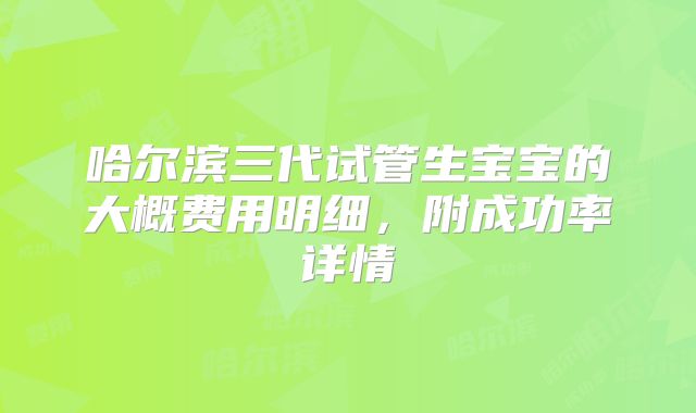 哈尔滨三代试管生宝宝的大概费用明细,附成功率详情