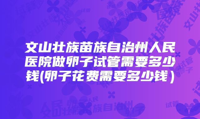 文山壮族苗族自治州人民医院做卵子试管需要多少钱(卵子花费需要多少钱）