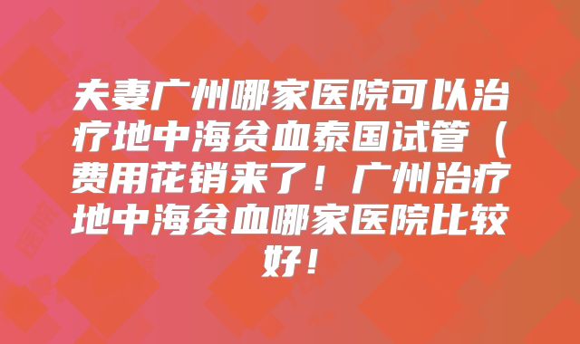 夫妻广州哪家医院可以治疗地中海贫血泰国试管(费用花销来了!广州治疗地中海贫血哪家医院比较好!