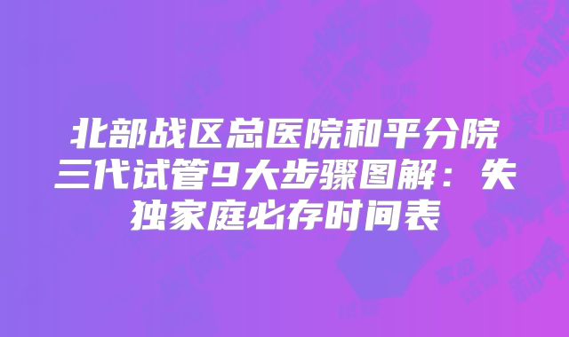 北部战区总医院和平分院三代试管9大步骤图解：失独家庭必存时间表
