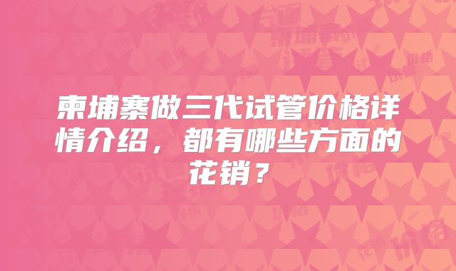 柬埔寨做三代试管价格详情介绍,都有哪些方面的花销?