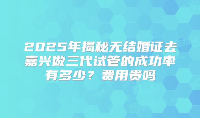 2025年揭秘无结婚证去嘉兴做三代试管的成功率有多少？费用贵吗