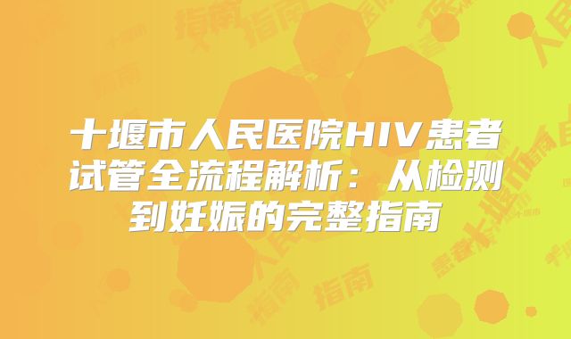 十堰市人民医院HIV患者试管全流程解析：从检测到妊娠的完整指南