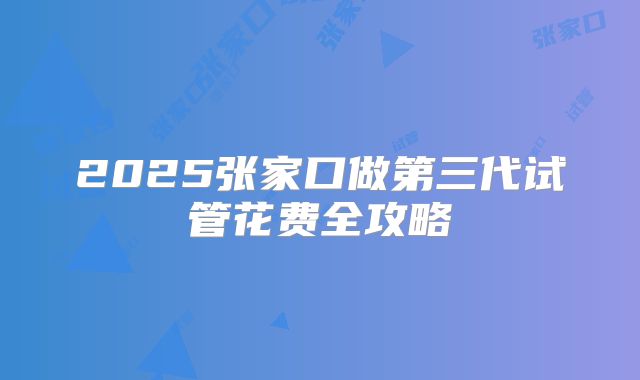 2025张家口做第三代试管花费全攻略