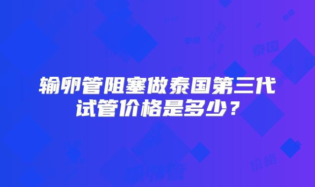 输卵管阻塞做泰国第三代试管价格是多少？