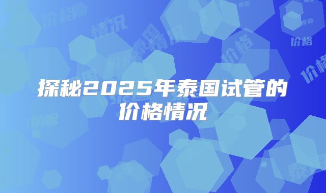 探秘2025年泰国试管的价格情况