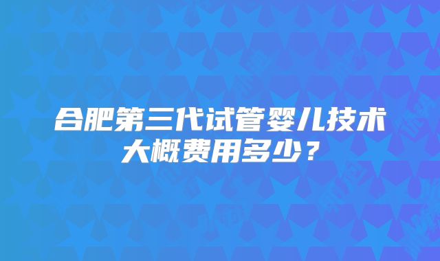 合肥第三代试管婴儿技术大概费用多少？