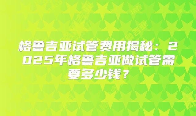 格鲁吉亚试管费用揭秘:2025年格鲁吉亚做试管需要多少钱?
