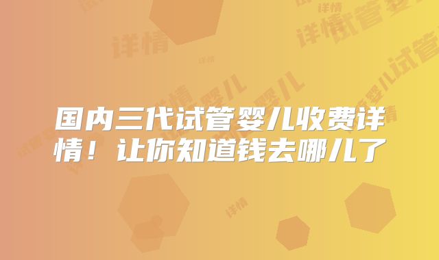 国内三代试管婴儿收费详情!让你知道钱去哪儿了