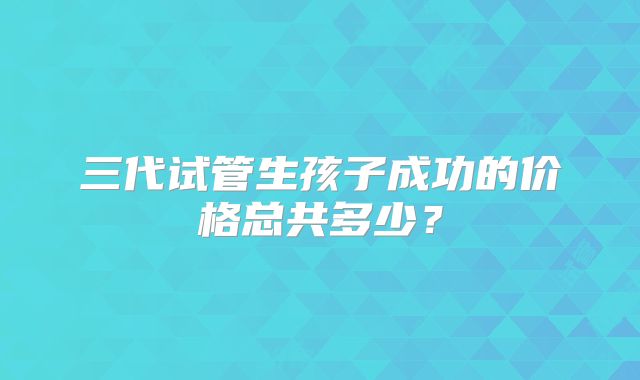 三代试管生孩子成功的价格总共多少？