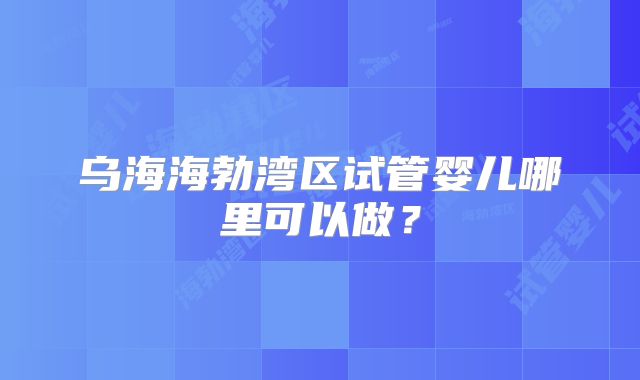 乌海海勃湾区试管婴儿哪里可以做？