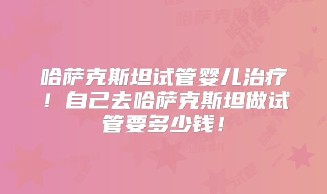 哈萨克斯坦试管婴儿治疗！自己去哈萨克斯坦做试管要多少钱！