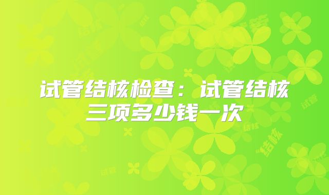 试管结核检查:试管结核三项多少钱一次
