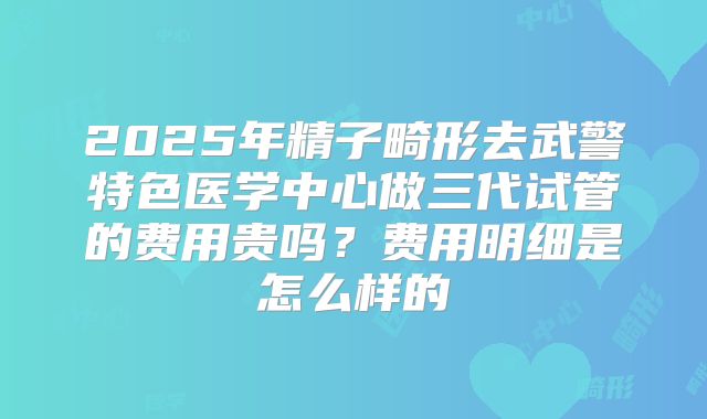 2025年精子畸形去武警特色医学中心做三代试管的费用贵吗?费用明细是怎么样的