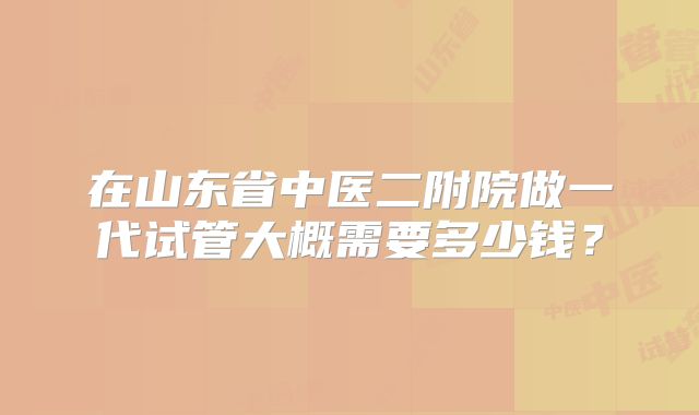 在山东省中医二附院做一代试管大概需要多少钱？