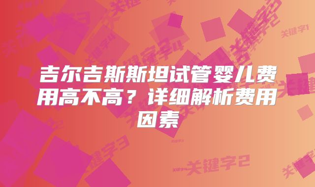 吉尔吉斯斯坦试管婴儿费用高不高？详细解析费用因素